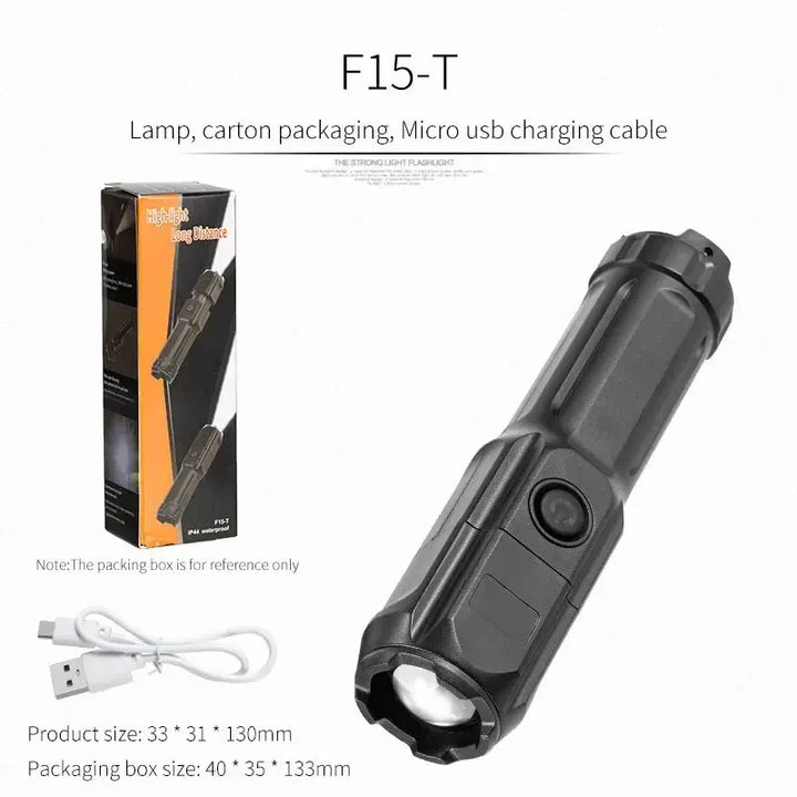 Lanterna Tática FT-15 Recarregável – Potência e Alcance Extremo
